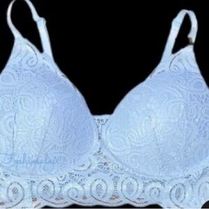 Victoria's Secret Light Blue Lace Bra Size Large New With Tags